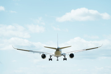Fototapeta na wymiar rear view of a commercial plane flying