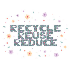 Fototapeta premium Floral lettering with doodle elements.