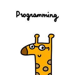 Giraffe hand drawn vector illustration in cartoon comic style wild animal coding profession