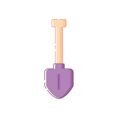 Isolated shovel in linear style.