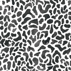 Animal seamless pattern. Repeating jaguar fur background for textile design, wallpaper or scrap booking. Wild animal skin print. Hand drawn watercolor texture isolated on white.