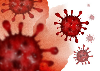 Plakat Covid-19 Coronavirus. Inscription coronavirus COVID-19 on viruses background.