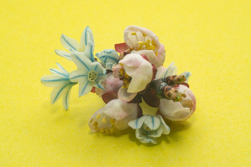spring flowers on yellow background
