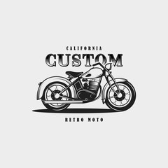 Vintage motorcycle emblem, vector illustration, classic bike.