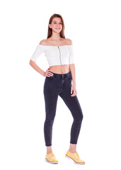 Fashion portrait of a young beautiful woman