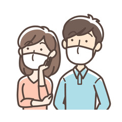 マスクをしている男女