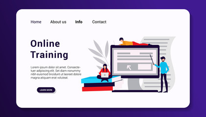 vector illustration of online training landing page template flat design