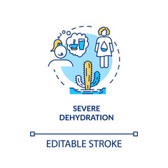 Obraz premium Severe dehydration concept icon. Lack of water in human body. Thirsty woman. Girl think of fluid. Rotavirus sign idea thin line illustration. Vector isolated outline RGB color drawing. Editable stroke