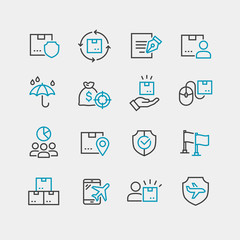 Set of Shipping vector line icon
