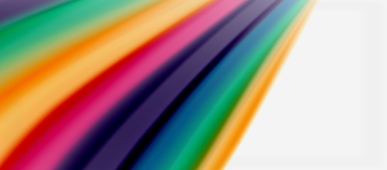 Obraz premium Wave lines abstract background, smooth silk design with rainbow style colors. Liquid fluid color waves. Vector Illustration