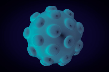 Chinese coronavirus COVID-19 under the microscope. 3d illustration. Coronavirus outbreak, virus floating in the cell environment, background of coronavirus flu, epidemic of viral diseases.