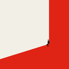 Working from home and self isolation vector concept. Businessman or writer, content creator works on laptop. © jozefmicic