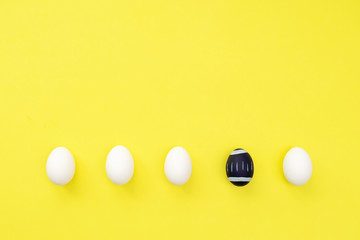 White easter eggs and painted over yellow.