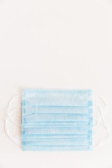 Disposable medical face mask. Prevention of the Covid-19 pandemic virus. Antiviral medical mask for protection from flu diseases. Medical respiratory. Place for text