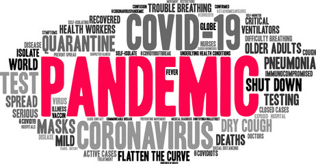 Obraz premium Pandemic word cloud on a white background. 