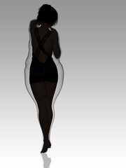 Conceptual fat overweight obese female vs slim fit healthy body after weight loss or diet with muscles thin young woman on gray. A fitness, nutrition or fatness obesity, health shape 3D illustration