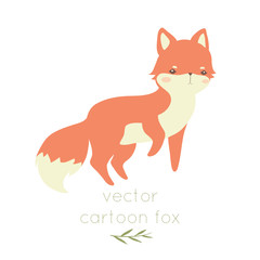 cute cartoon baby fox isolated on white background