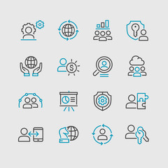 Global business vector icons set