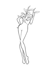 Hand drawn Beautiful Woman body. Vector sketch illustration