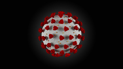 Coronavirus Covid-19 2019-nCov virus causing a global pandemic. Macro closeup 3d rendering.