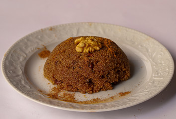 Turkish style semolina halva dessert.