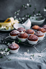 Banana muffins on the table. Breakfast