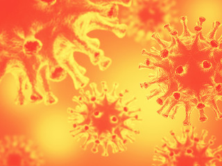 Virus bacteria cells background. Microscopic view of a infectious virus. 3d render