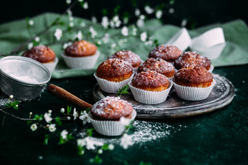 Muffins on the table. Breakfast. Dessert.