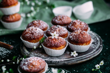 Muffins on the table. Breakfast. Dessert.