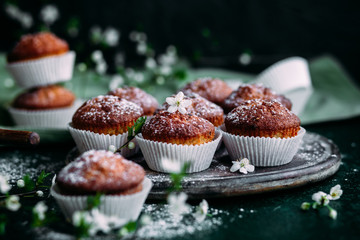Muffins on the table. Breakfast. Dessert.