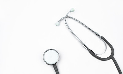 Portrait of a stethoscope with gray rubber isolated on a white background,ready to use