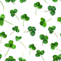 Green clover, the symbol of the holiday St. patrick's day. Seamless pattern of clover leaves...