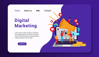 digital marketing landing page template flat design vector illustration