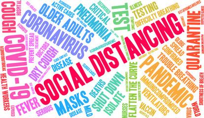 Fototapeta premium Social Distancing word cloud on a white background. 