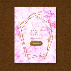 Abstract Marble Texture Wedding Invitation Card Template With Frame