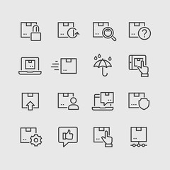  Postal delivery line icon set