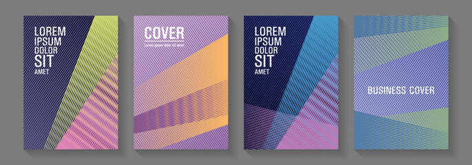 Linear geometry poster vector templates.