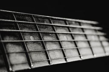 Old vintage acoustic guitar neck