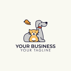 Cat Dog Bird logo Design Template