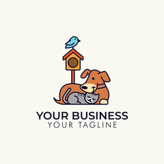 Cat Dog Bird logo Design Template