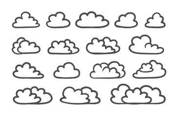 Obraz premium cloud icon set : Cartoon Hand drawn doodle
