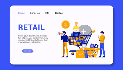 retail landing page template flat design vector illustration