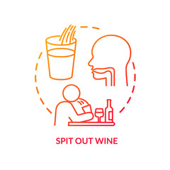 Spit out wine concept icon. Professional sommelier advice, winetasting tips idea thin line illustration. Avoid swallowing at degustation. Vector isolated outline RGB color drawing