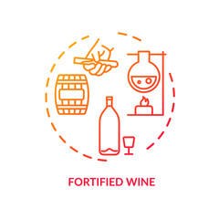 Fortified wine concept icon. Strong alcohol beverage, winemaking idea thin line illustration. Adding distilled spirit, liquor to wine. Vector isolated outline RGB color drawing