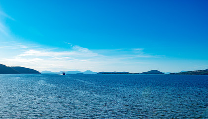 Cruise ship in Ionian sea near Corfu island.