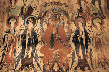 Ancient murals of Mogao Grottoes in Dunhuang, Gansu, China