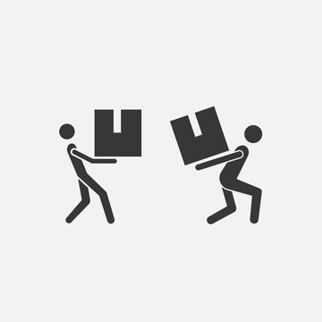 Lifting A Heavy Package Box Vector Icon Carrying