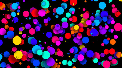 Abstract simple background with beautiful multi-colored circles or balls in flat style like paint bubbles in water. 3d render of particles, colored paper applique. Creative design background 4