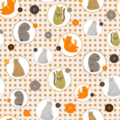 seamless pattern with pretty kitten 