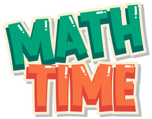 Sticker design for math time in green and orange color